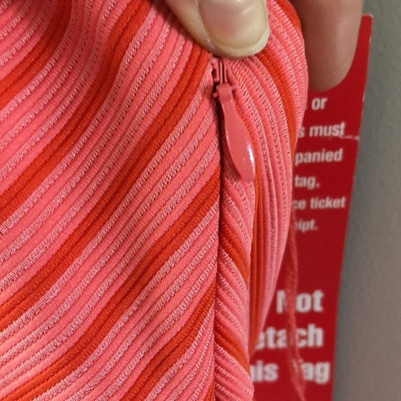 NEW Adrianna Papell Coral & Orange Striped Ottoman Size XL Fit and Flare Dress - Picture 10 of 16